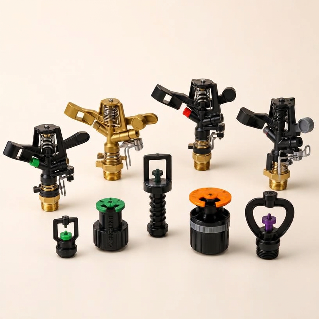 Ambushakti agricultural sprinkler head and nozzle assembly for open field irrigation